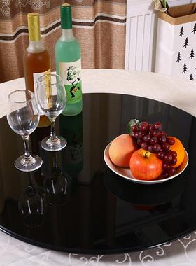 A10L圆形黑色钢化玻璃面家用桌酒店餐桌圆色玻F7576M5J黑璃转圆桌