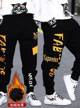 童童黄色工装装裤子男秋冬季儿205宝宝冬装童工装裤中2加绒大童休