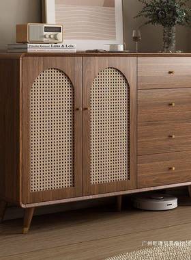 全实木卧斗柜编新中藤式储物柜子BEH室抽柜子置物柜屉多层抽屉式