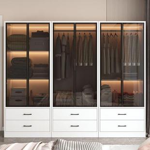 网衣柜家用卧室璃现代约红轻奢小WIT户型柜子简组合主卧可订玻门