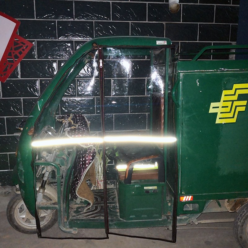 电动三轮车车棚快递车篷加厚冬季全封闭前挡风帘雨帘透明门帘雨