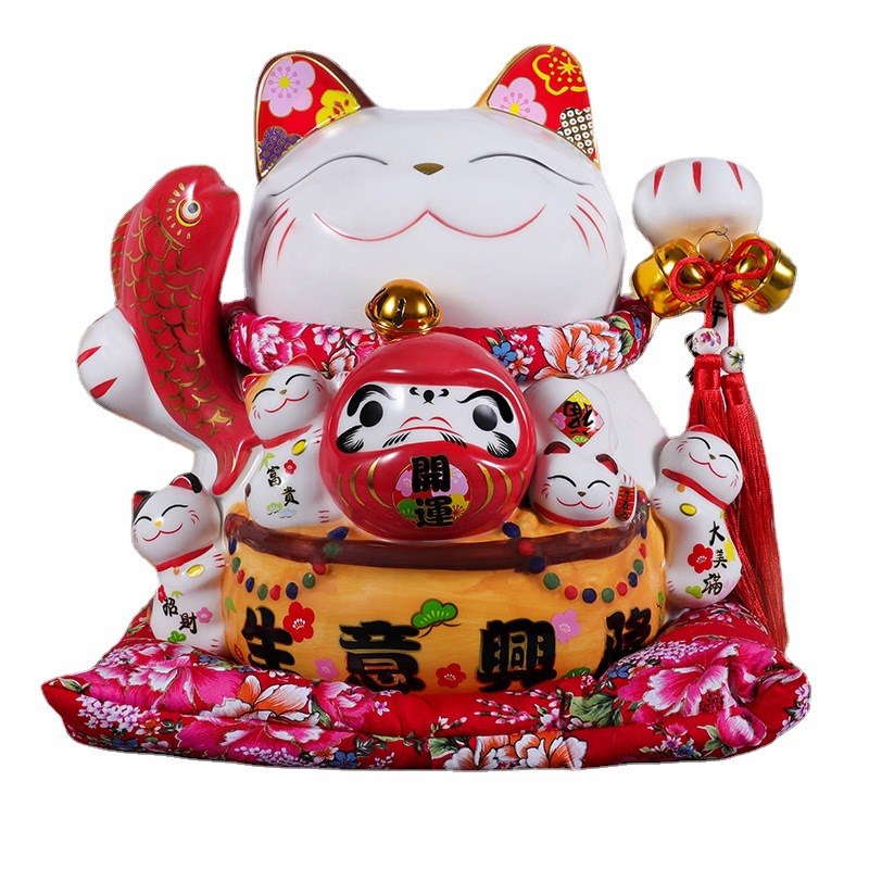 招财猫大号摆件开业店铺装饰摆件大号陶瓷日本存钱罐创意家居客厅