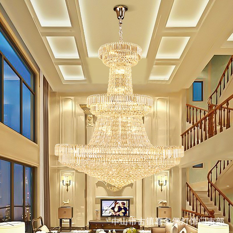 欧式复式楼中楼客厅大吊灯现代客厅酒店大堂水晶灯别墅奢华大吊灯