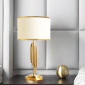 金属布艺可调光台灯卧室床头灯创意简约客厅Interior table lamp