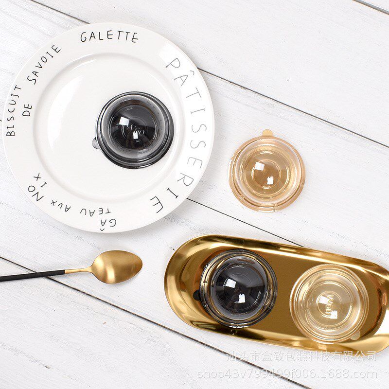 单个圆形蛋黄酥包装盒黑色金色雪媚娘盒糯米果泡芙西点打包盒