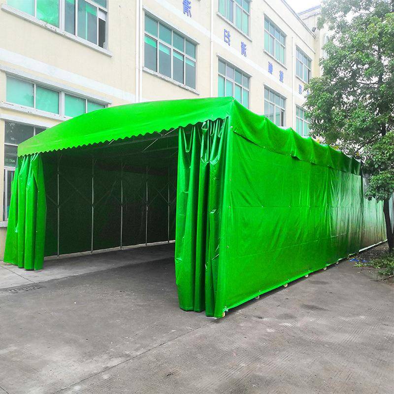 移动推拉莞过道雨棚户外仓移动储伸缩式遮阳棚东工厂棚推拉棚伸缩