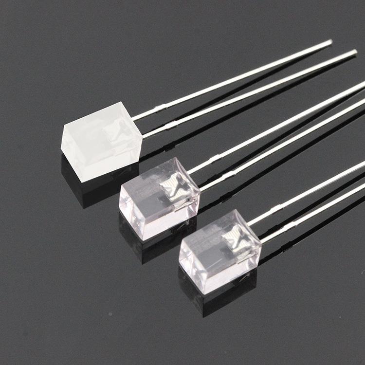 LE发光二管55X7mm方形长脚短脚红蓝黄绿高5X5X7mm亮X直插LEDD指极