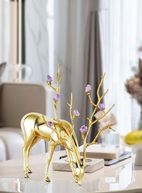 轻奢高现铜鹿20210608工艺品摆件代财客厅电视柜酒柜玄关档样板间