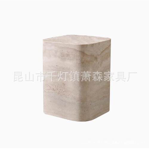 现约代卧简天然大理洞石室床头柜设计师54534样板间客厅沙石发边