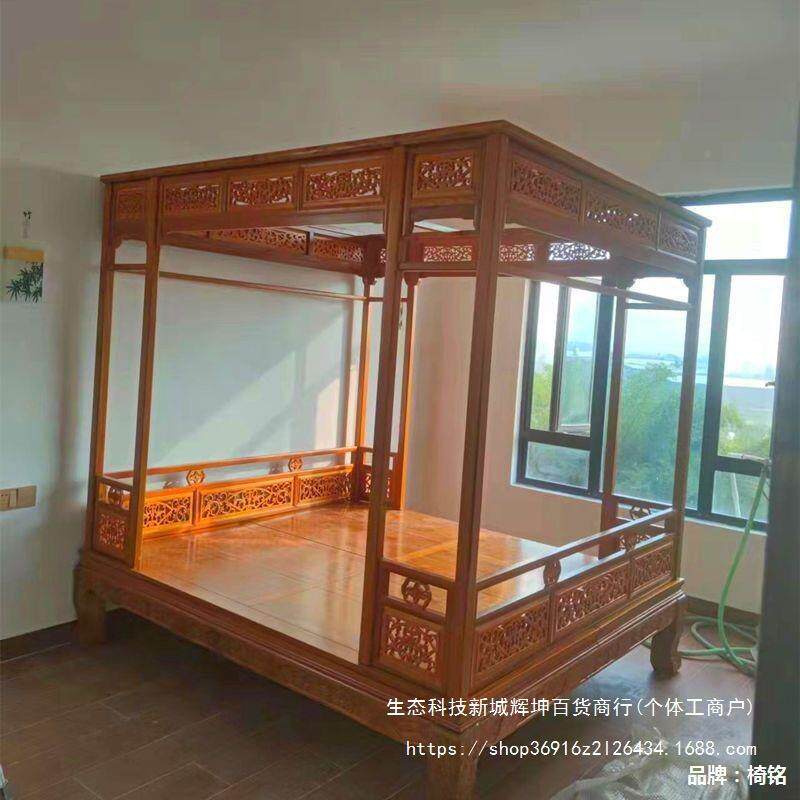 步床仿床架子床拔尼步实踏木双人床床千工家无品牌/具古印花梨木