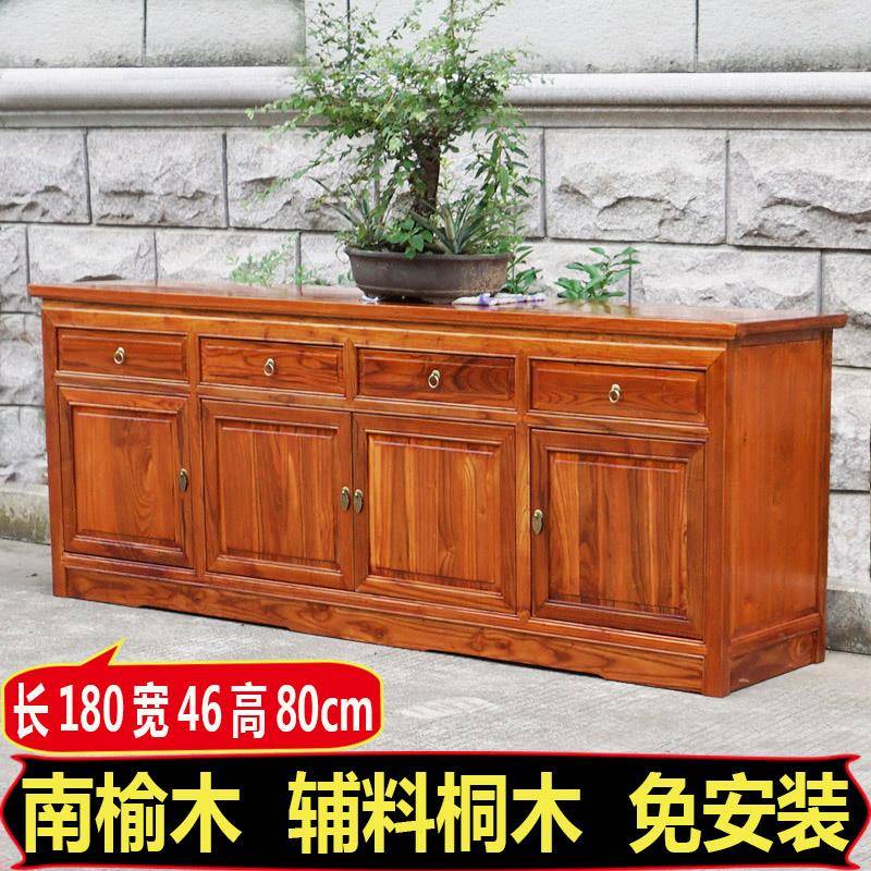 4I实木中式餐边柜备餐柜餐厅柜子鱼缸茶水全柜墙酒MKS靠柜柜餐边