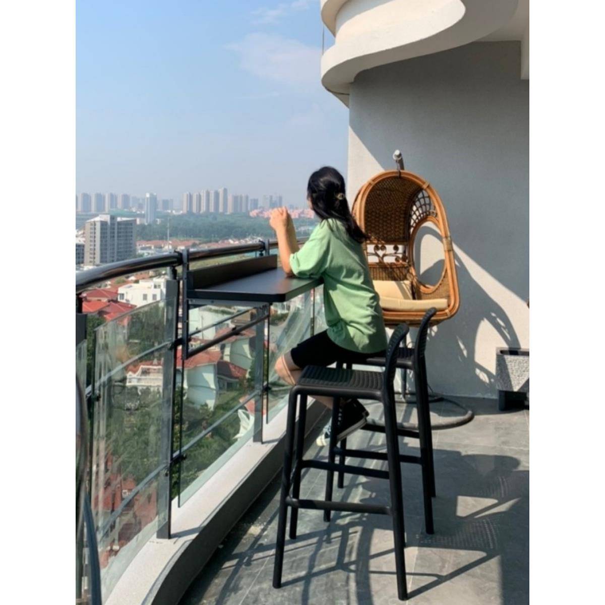 休闲栏杆JEY吧桌台桌阳台折叠升降悬挂多功可能挂茶桌户外简约
