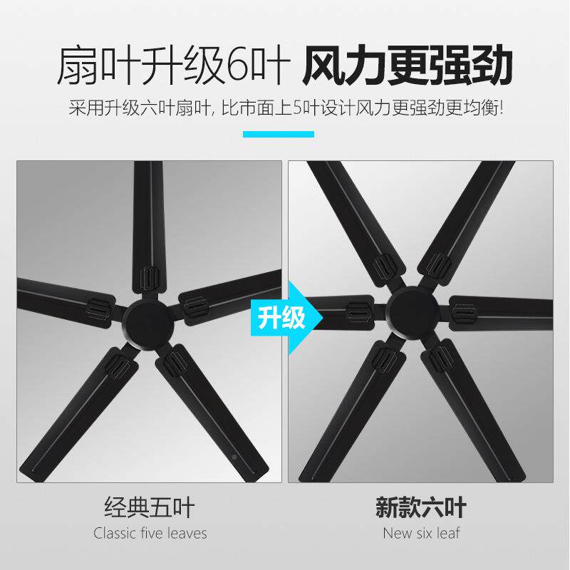 六叶风力工无业吊扇餐厅饭馆简约家用大风扇商用复黑色古普丽PL-2