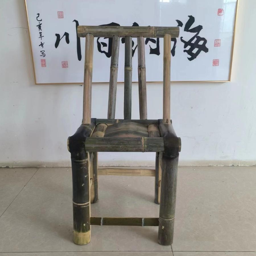 竹椅子农家手工制作纯楠竹成人靠纯背985座椅编竹凳子老竹式传统