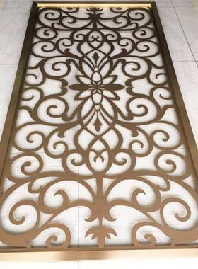 门客屏风隔断餐厅入户进锈玄关镂空不钢新中式WSI金属隔断墙装饰