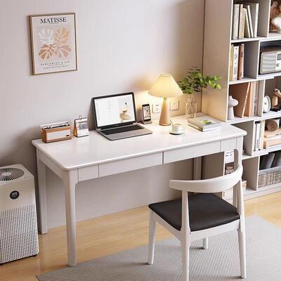 实木窄书桌4/50c0m宽简易805电脑条桌带抽屉小户型卧学生长室办公