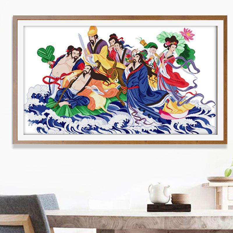 八过海十字绣成品不KX898八2带框纯好手工仙已绣的205新款客厅高