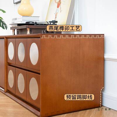 复古实木组合电柜收视纳物储柜体法一式落地客厅家用设无品牌/计