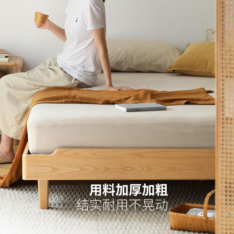 ft现代简约无头床实榻F87J9SMH榻米床8小户型卧室水曲柳1.5木1.双