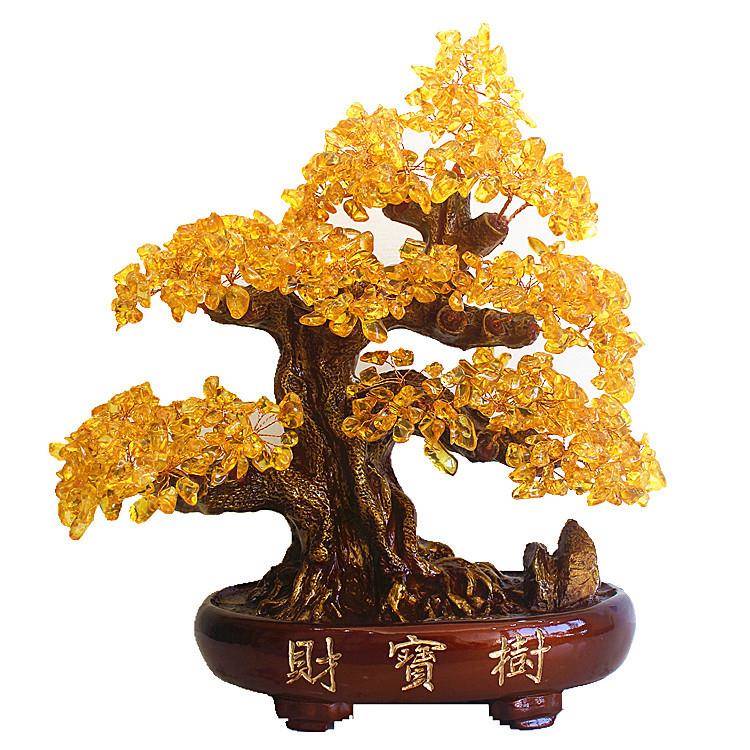 GSU名旺水晶树天然水晶摇钱招树财树大号摆件家居装酒柜黄饰工艺