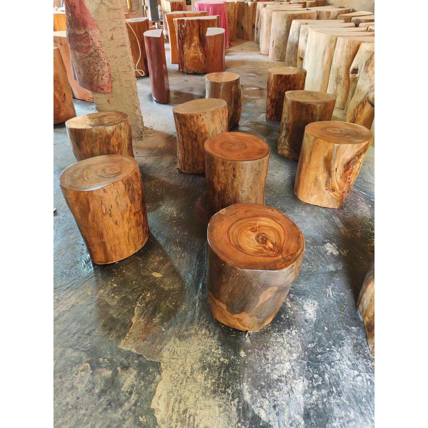 A12根桩雕子凳香樟原木树墩实木树摆件底底SIT座茶几凳圆木凳花架