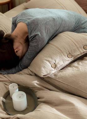 A类全棉水洗棉四件纯色提花三件套纽款民扣宿套酒HCZZ件店套床单4