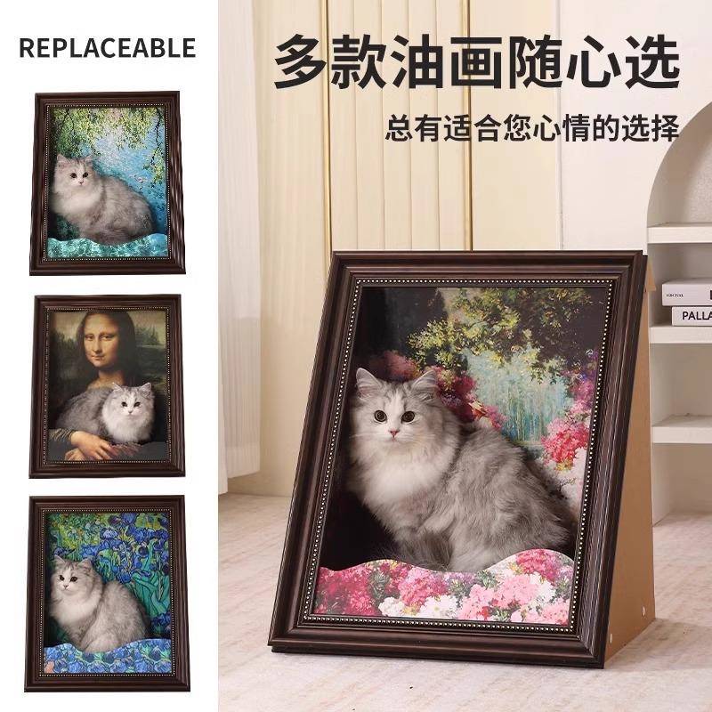 蒙娜丽莎猫油画窝猫抓板无品牌/封闭猫瓦楞纸高颜值世界屋名画框