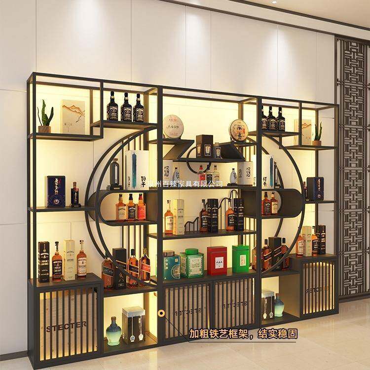 新中古式酒柜博架合轻奢铁艺物置架ABJ组书架办公室隔断多宝阁展