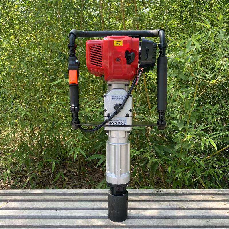 河堤防汛持式栏汽油打桩家用小型农场手HPK护植桩机机四冲程打桩