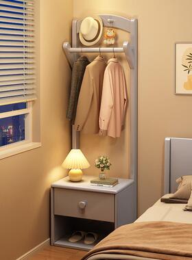 7DEZT全实木纳床边柜衣帽架一简体室约多功能置物收隔夜衣卧服挂