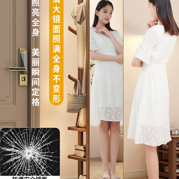 实挂衣架卧室落衣帽LSW架穿衣镜一体厅家用可移动多木功客能置地