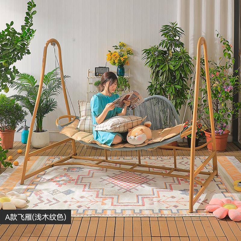 轻奢CF7701红舒适户外秋千庭院室外双人吊床室内用网花吊椅园阳台