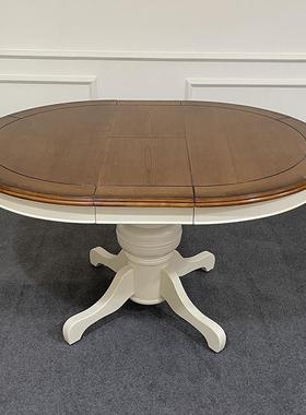 海BJK8V501美款圆餐桌地中风格餐桌全实木小户型式伸缩餐桌