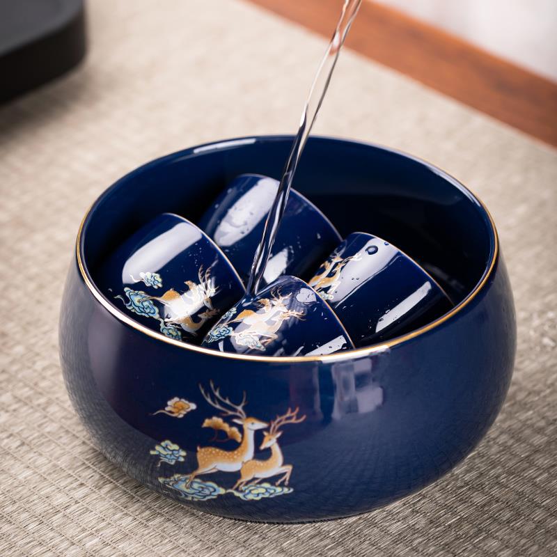 V97T茶洗大号特大水功夫笔缸F766J6M9洗茶具盆配盂件大全陶瓷器家