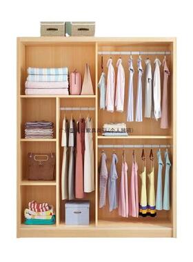 实木推拉门衣柜简约成现小型家用卧户室人儿童组代无品牌/装出租