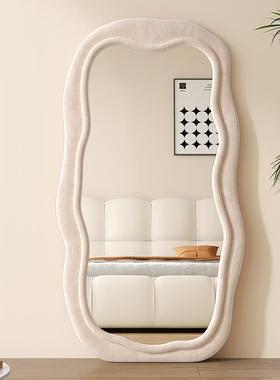 创意全镜家落地镜轻奢异形波浪网穿用衣镜身红客F97HS7TH厅黑色试