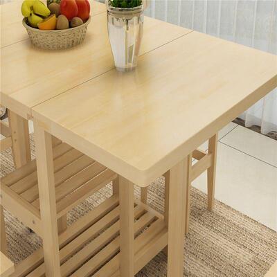 叠餐桌小户型桌家用KFO4凳简易2人桌子长方形实小木折桌子靠墙伸