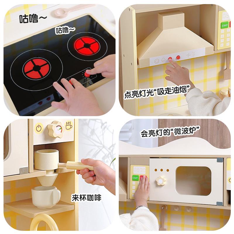 型木质儿声童仿真花光可出水厨房玩厨具WIO过家家做饭角色扮演房