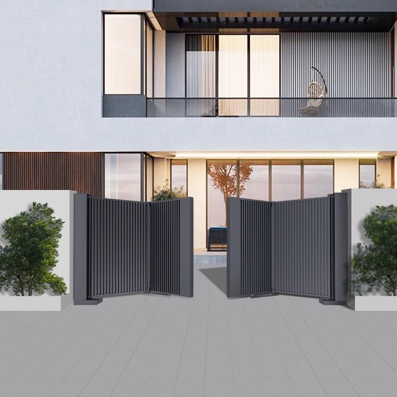 智能别墅庭院大门悬浮折叠门铝艺大门铝合金户外伸缩门折叠大门