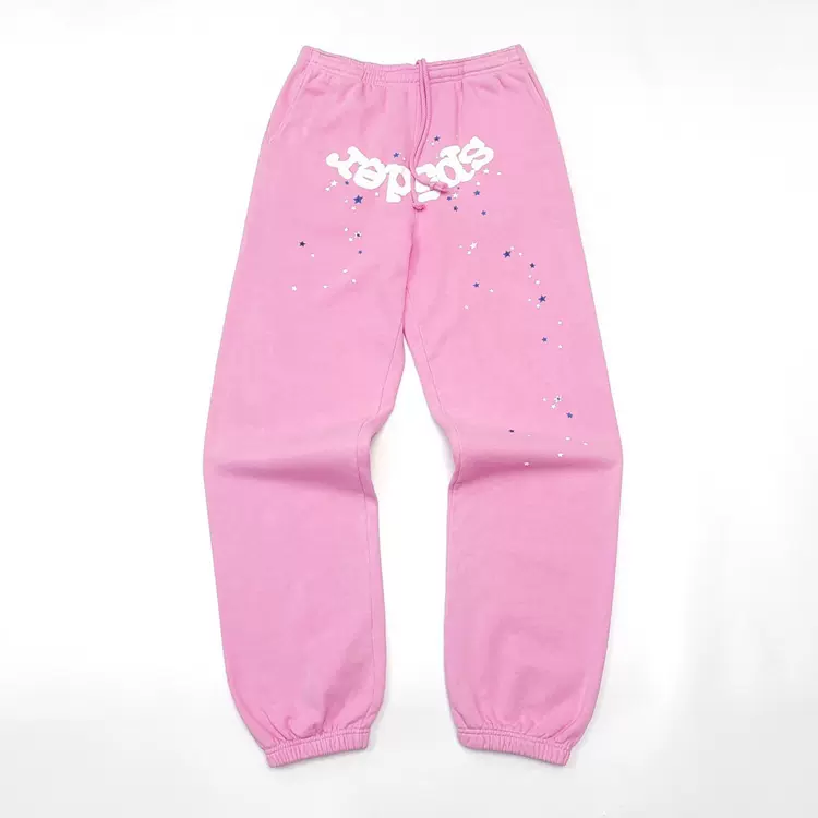 Sp5der FW23 【Stock x version】 粉OG Web PINK   蜘蛛网潮牌男女同款长裤卫裤  粉色 尺码：S-XXL  793