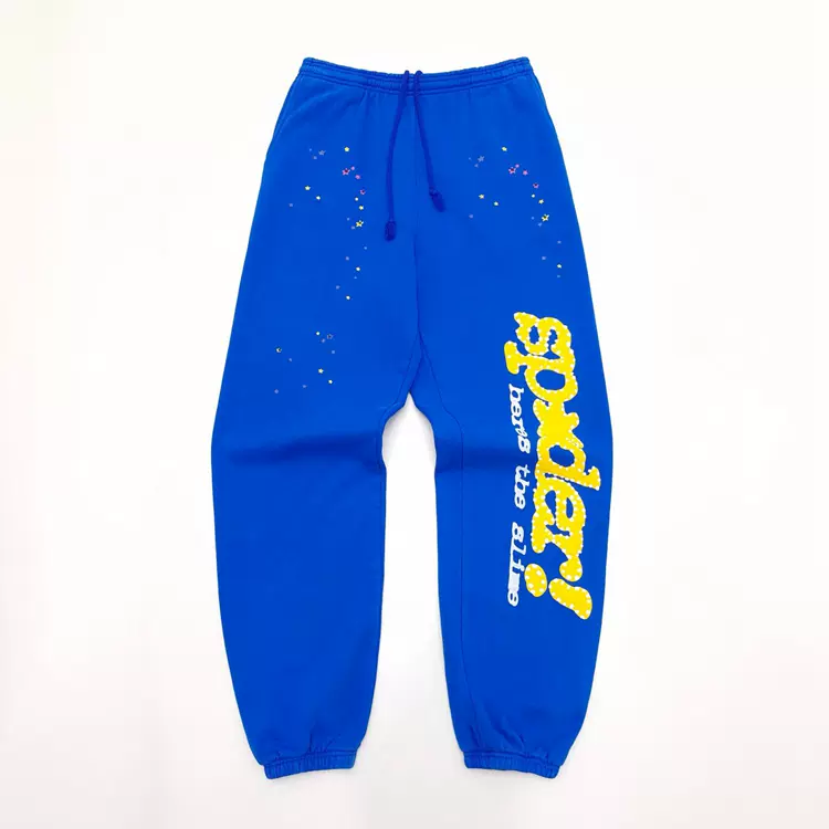 Blue TC 【Stock x version】Sp5der FW23 SWEATS 蜘蛛网潮牌男女同款长裤卫裤  蓝色 尺码：S-XXL  780