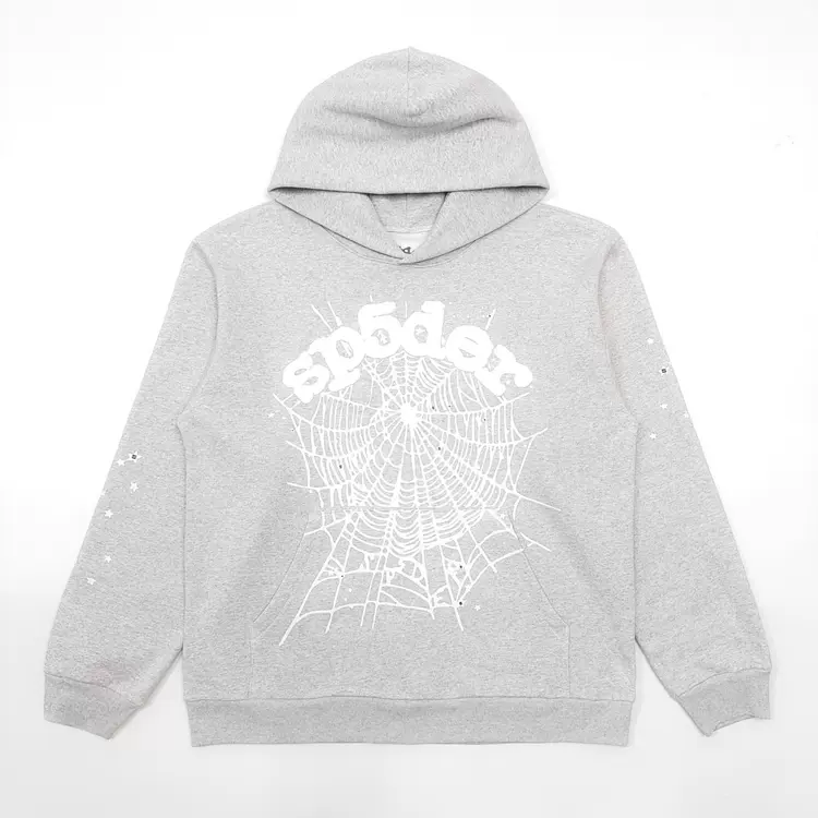 Sp5der FW22 【Stock x version】 HOODIE  angel 555帽衫蜘蛛网套头卫衣帽衫 灰色 S-XXL  819