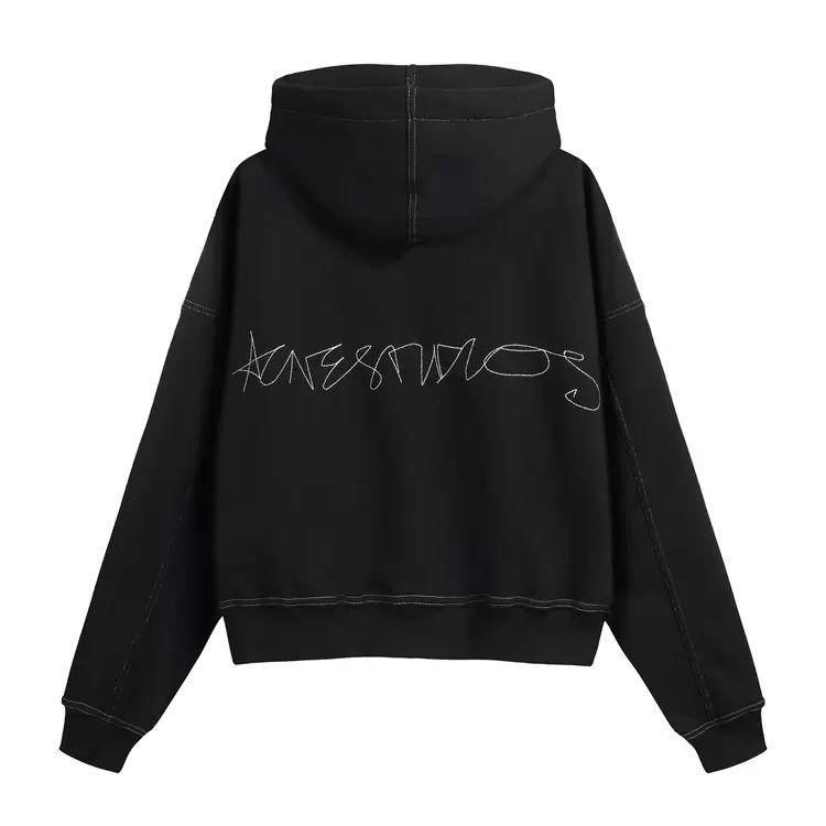 AC 刺绣LOGO字母拉链连帽卫衣 粉色 黑色 S-XL  3053#