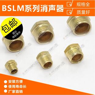 气动电磁阀铜平头消声消音器BSLM-01/02/03/04/06分声音过滤器1寸