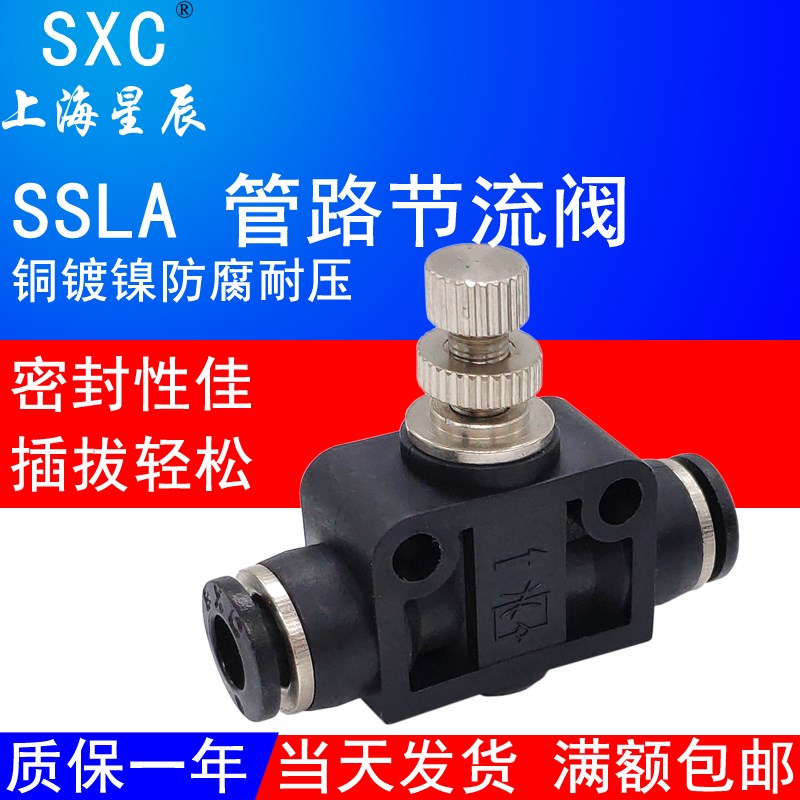 气动管道节流阀SLSA4管路调节阀ASA6调速接头PA8快插RQSM10气管12