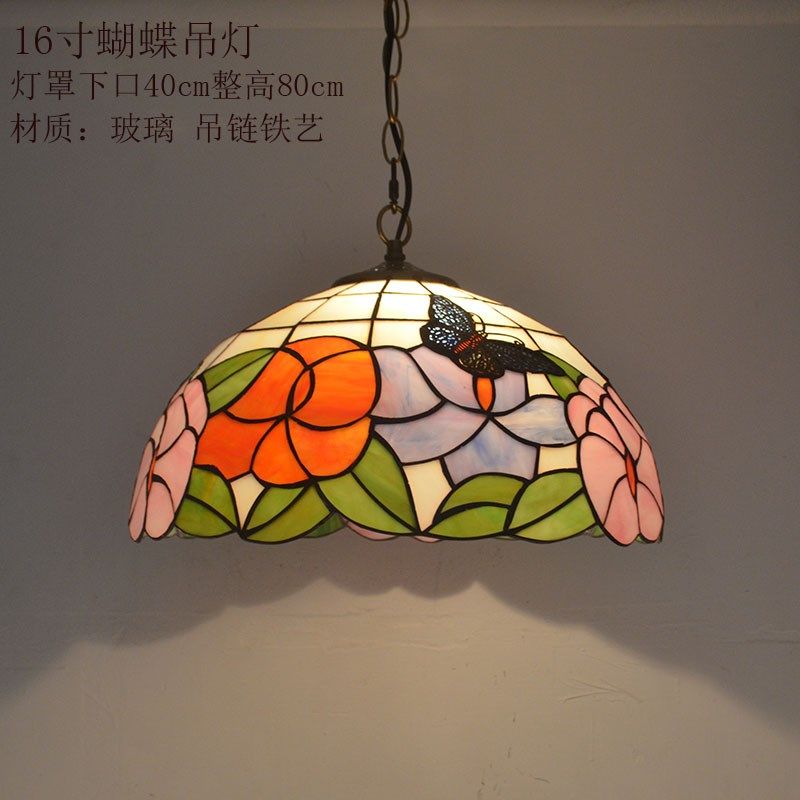 9W欧式复古彩色玻璃酒吧餐厅客灯商用美式田园卧室玄关阳台创意吊,家装灯饰光源,客厅吊灯,淘宝优惠券,粉丝福利购,淘宝优惠卷