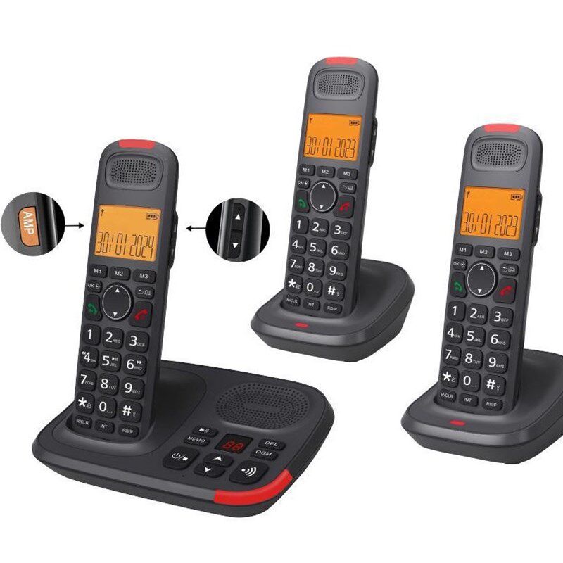 商务办公无绳电话机酒店套房三子机家用手持无绳电话机手持式