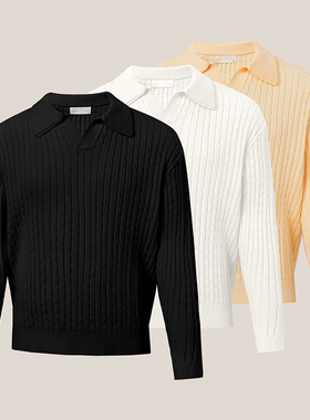 CasualDay【首发】精纺双领老钱绞花针织毛衣