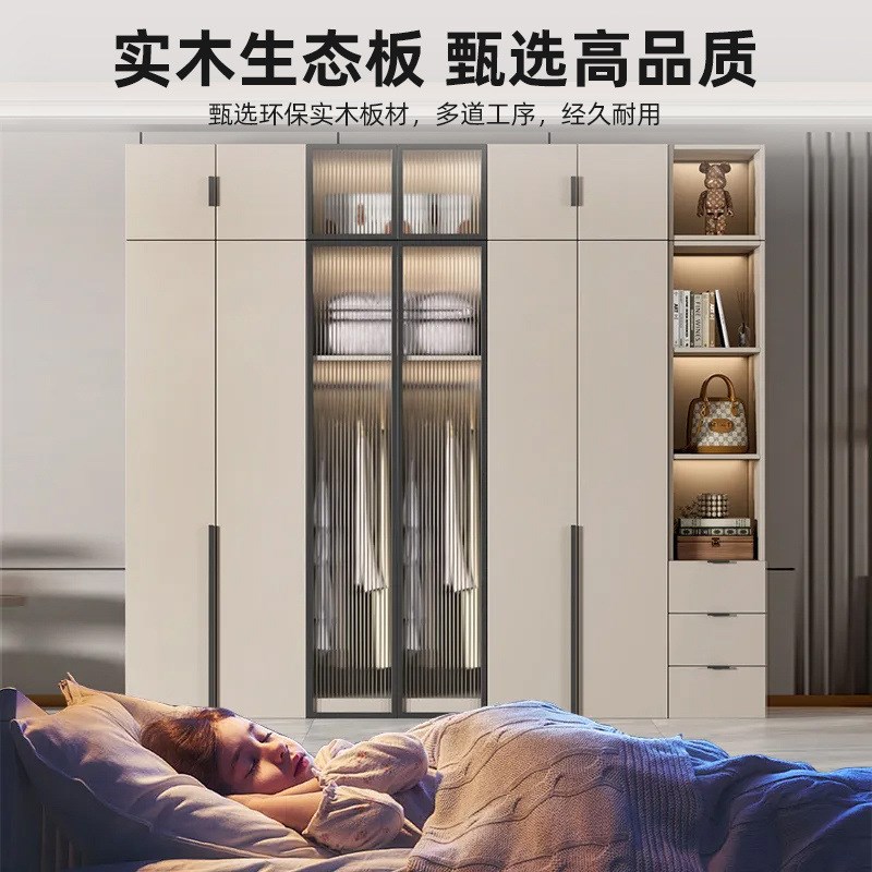 实木加厚衣柜卧室家用推拉门经济型出租房用组装儿童简易收纳衣橱