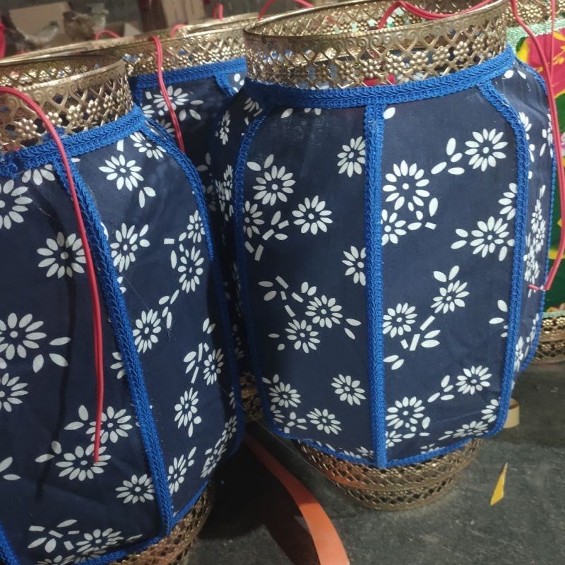 东北大花布灯笼国潮风中式镂空餐饮东北铁锅炖装饰灯笼古风